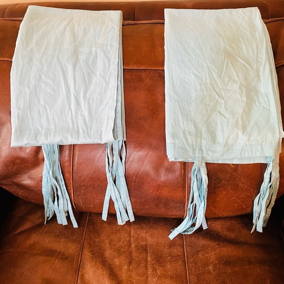 2 POTTERY BARN TEEN PB TEEN SHEER TWISTED BABY BLUE TIE TOP PANEL CURTAINS 42x63 - Picture 2 of 4